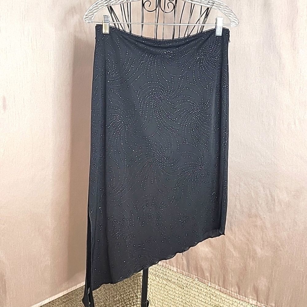HEART &‎ SOUL Black Sparkly Asymmetrical Skirt Medium